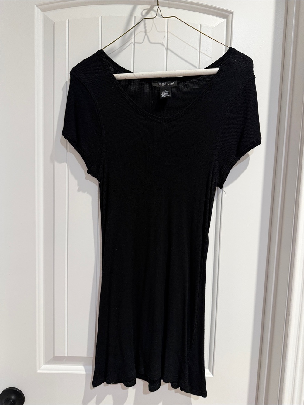 Paraphrase Black V-Neck Short Sleeve Tunic